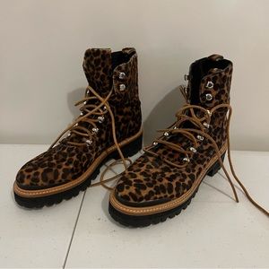 Marc Fisher calf hair leopard print boots